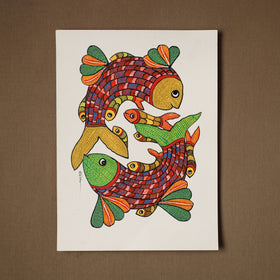 Multicolor - original folk art gond painting by choti tekam