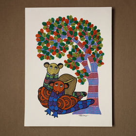 Multicolor - original folk art gond painting by choti tekam