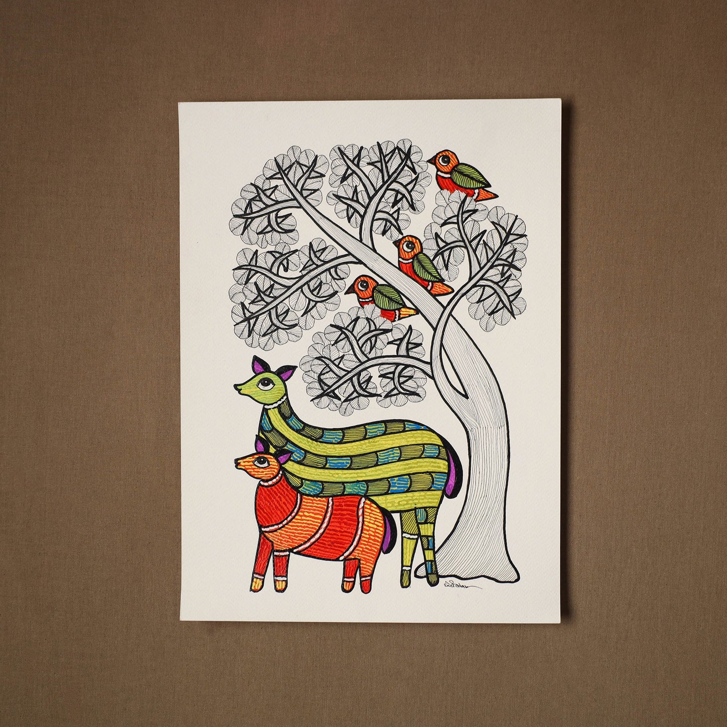 Multicolor - original folk art gond painting by choti tekam