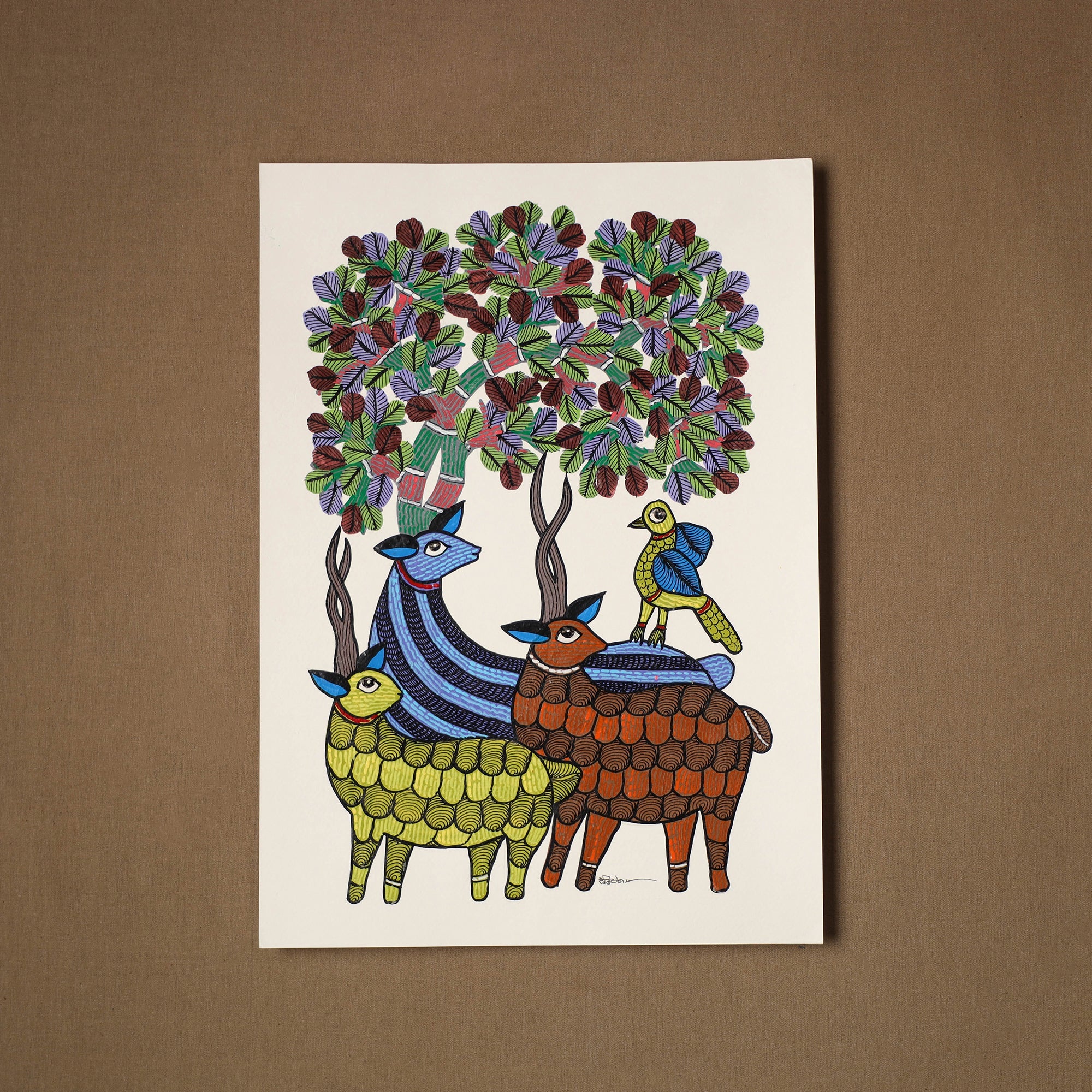 Multicolor - original folk art gond painting by choti tekam