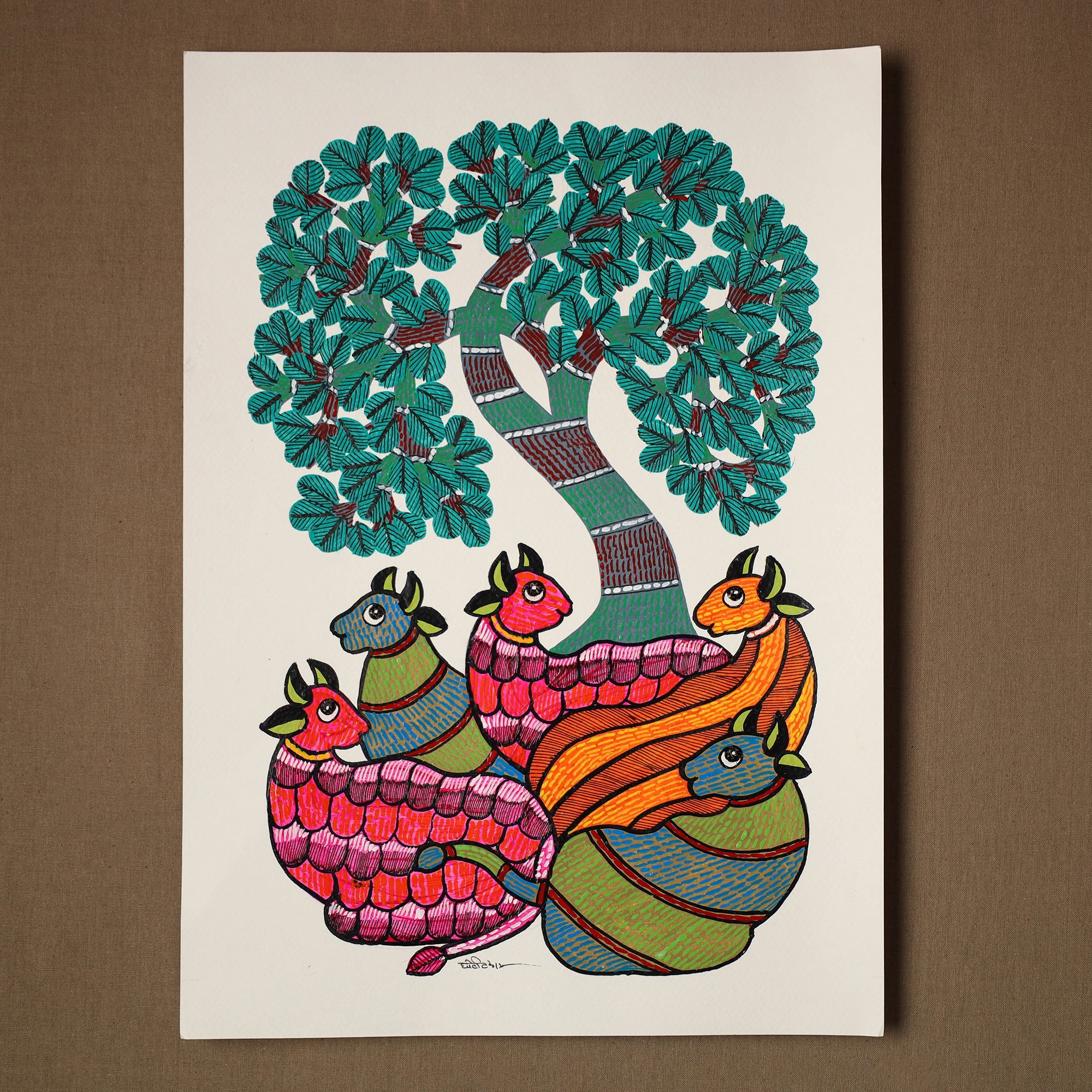 Multicolor - original folk art gond painting by choti tekam