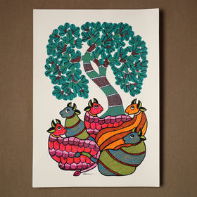 Multicolor - original folk art gond painting by choti tekam