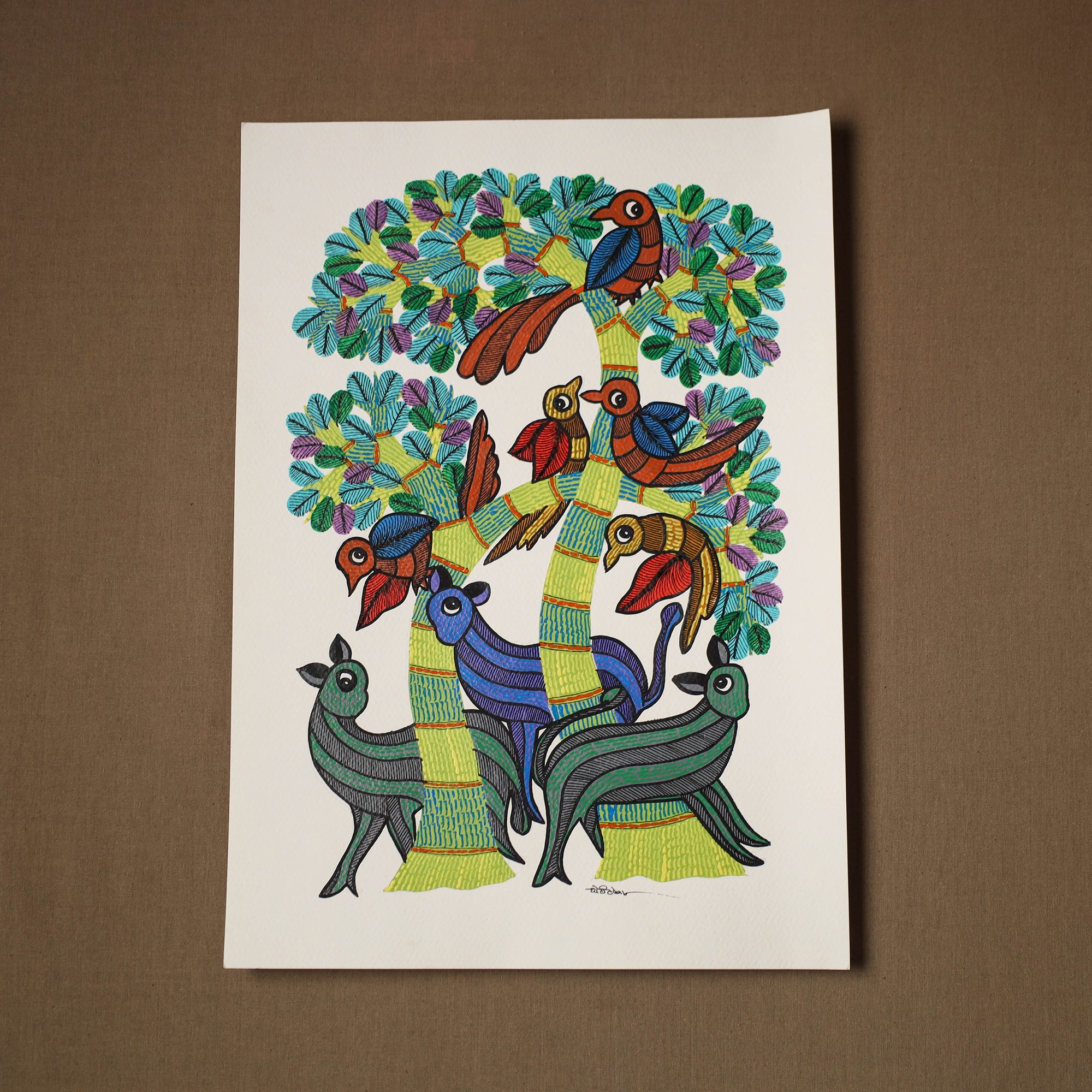 Multicolor - original folk art gond painting by choti tekam