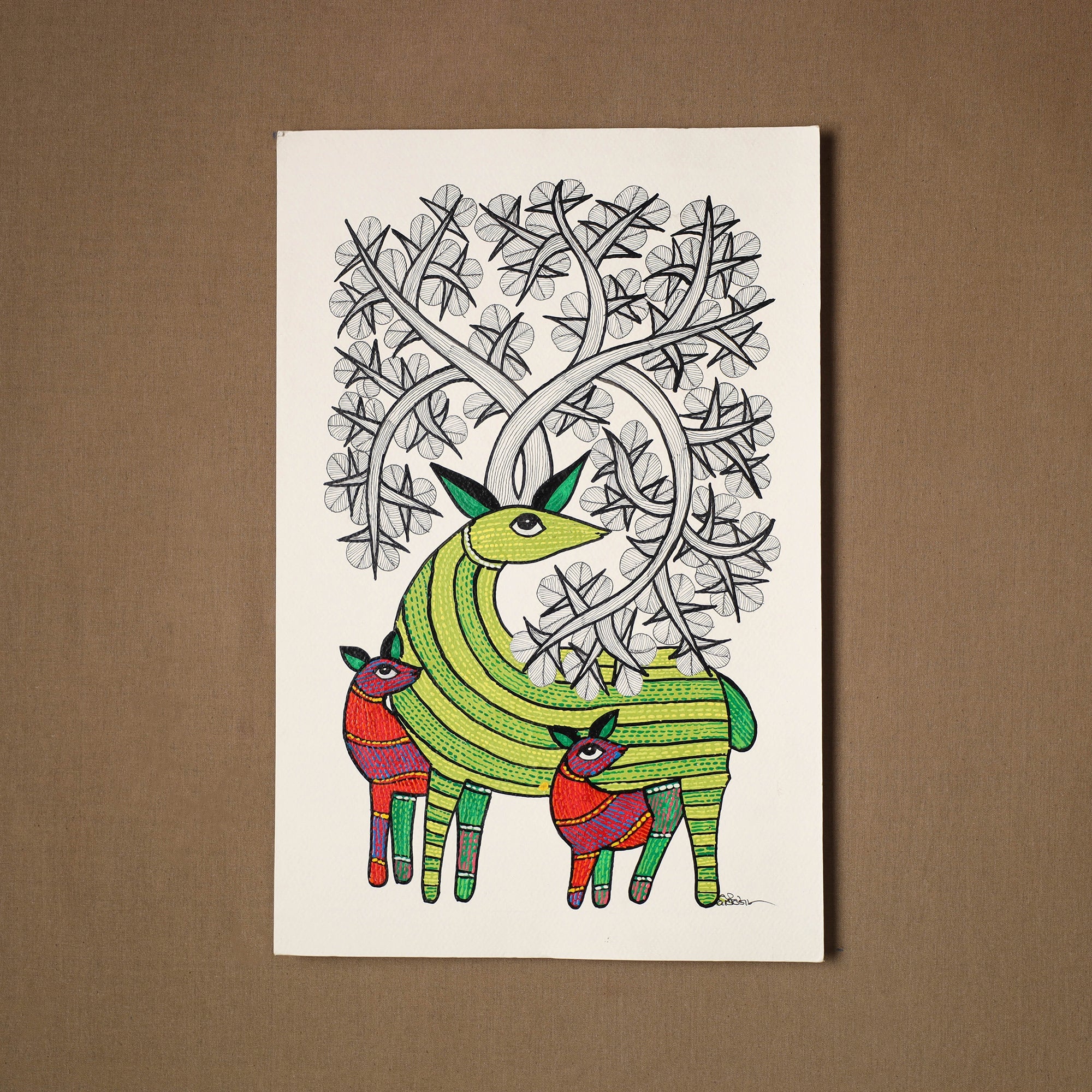 Multicolor - original folk art gond painting by choti tekam