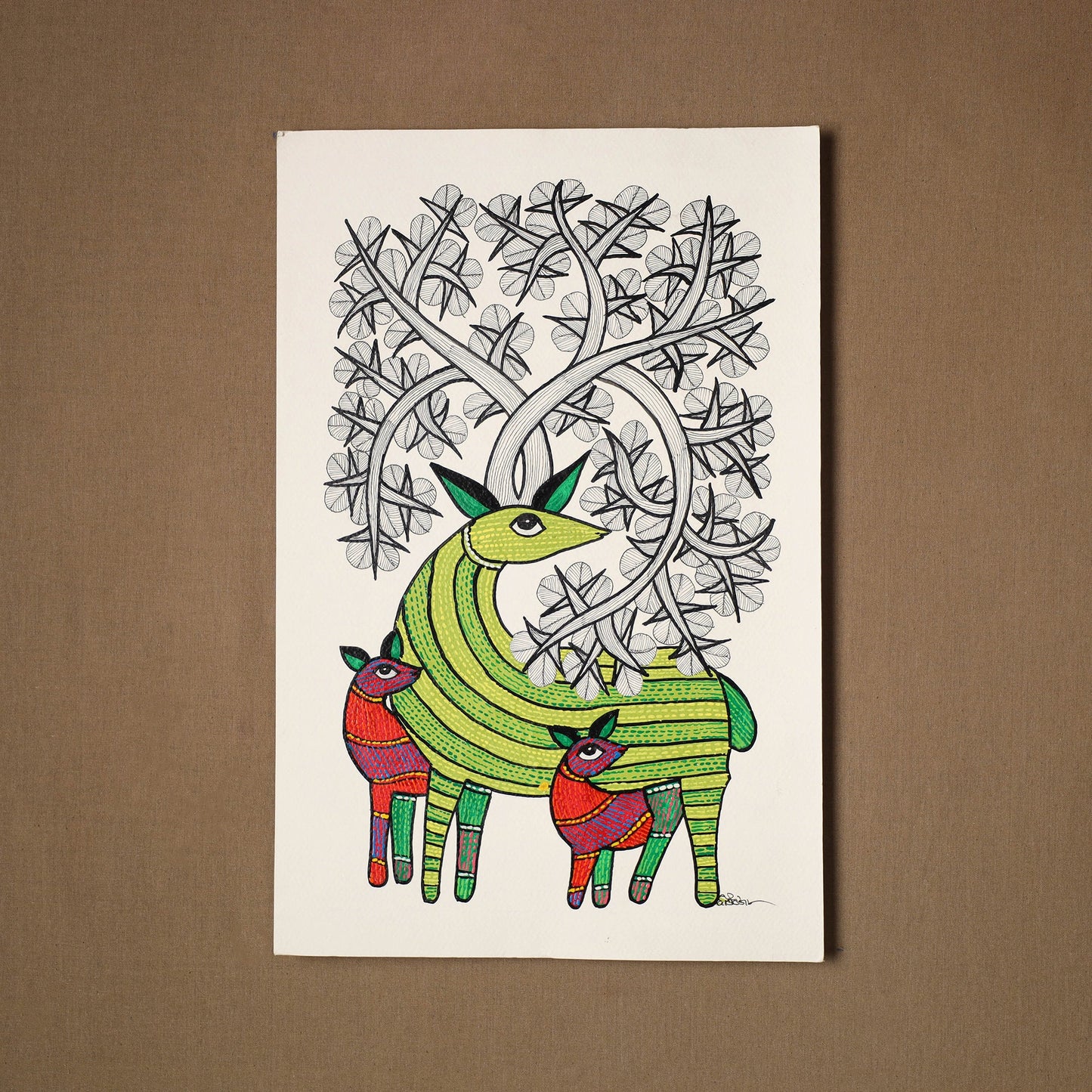 Multicolor - original folk art gond painting by choti tekam
