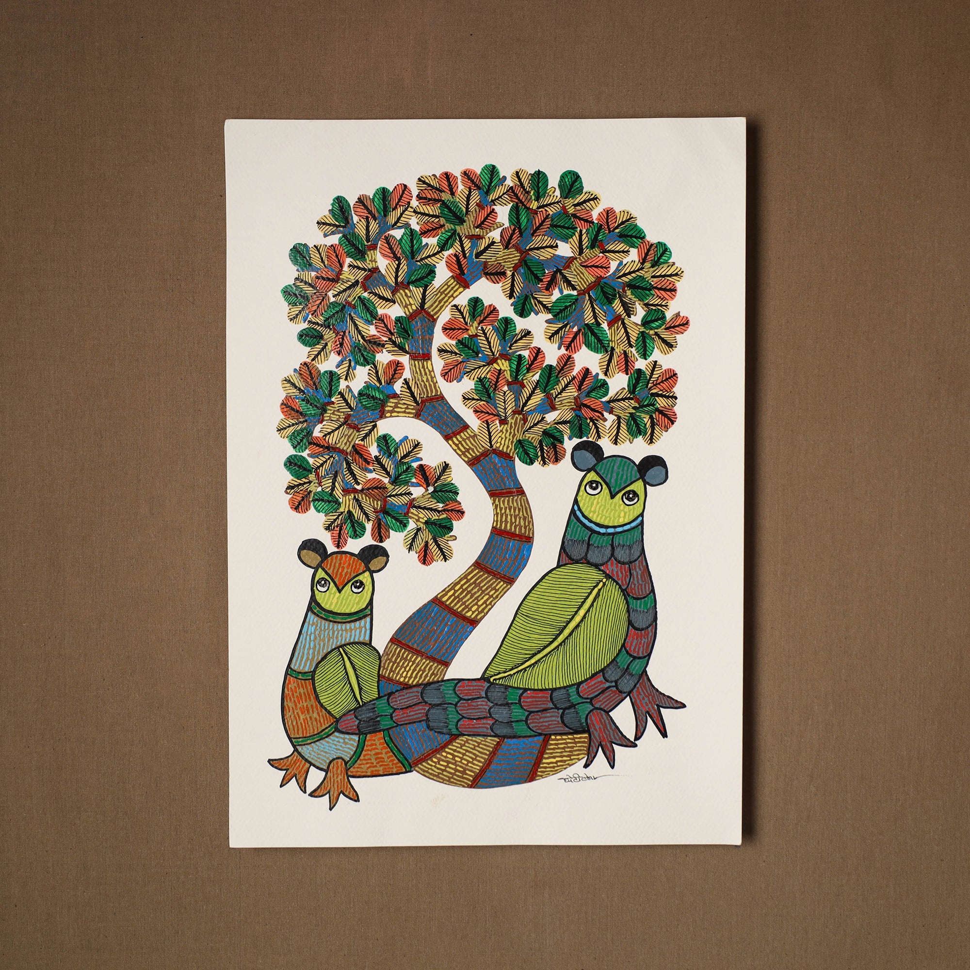 Multicolor - original folk art gond painting by choti tekam
