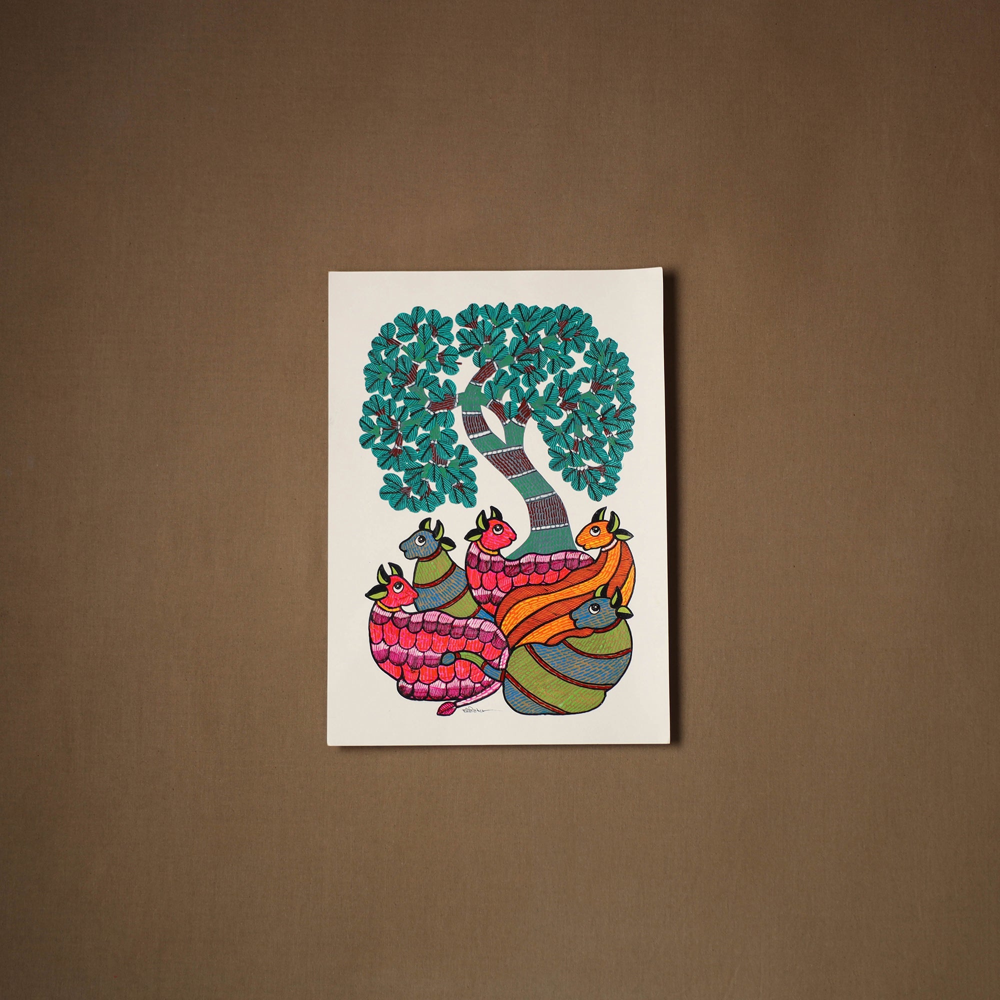 Multicolor - original folk art gond painting by choti tekam