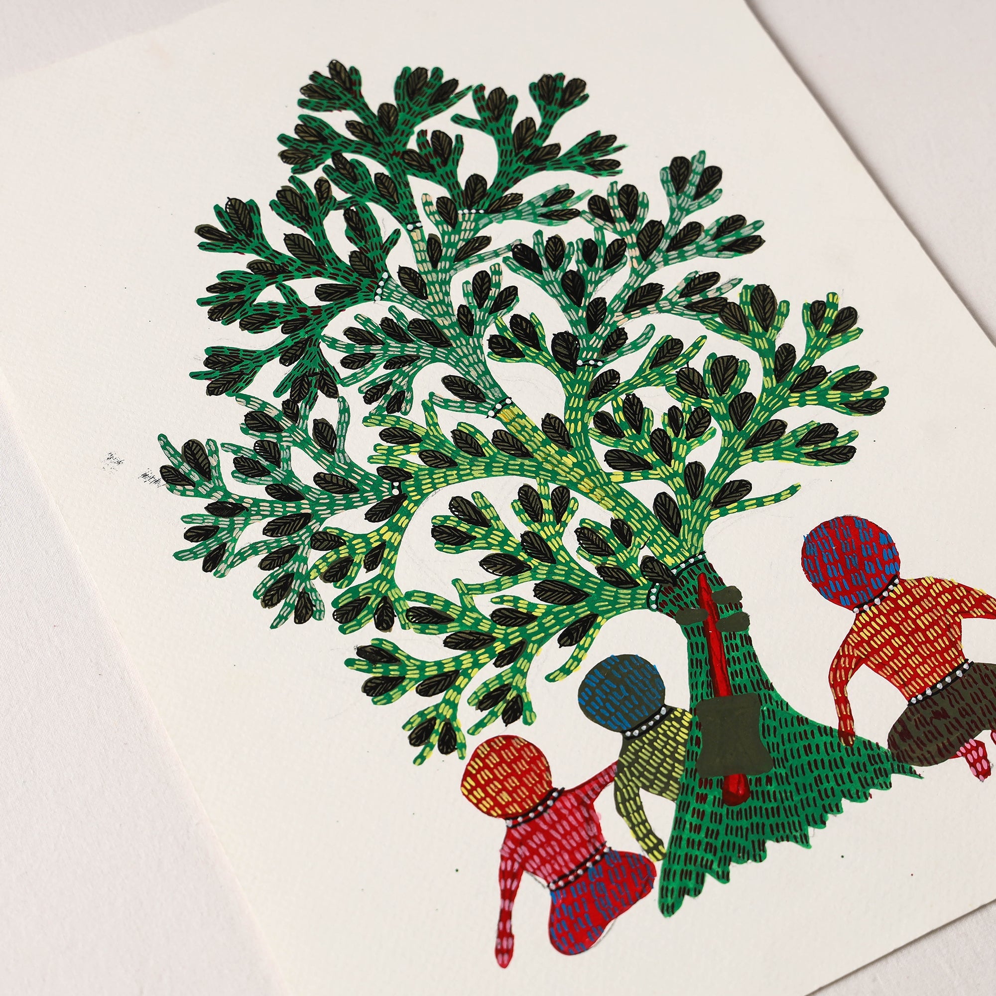  Original Gond Folk Art Painting by Gariba Singh Tekam 