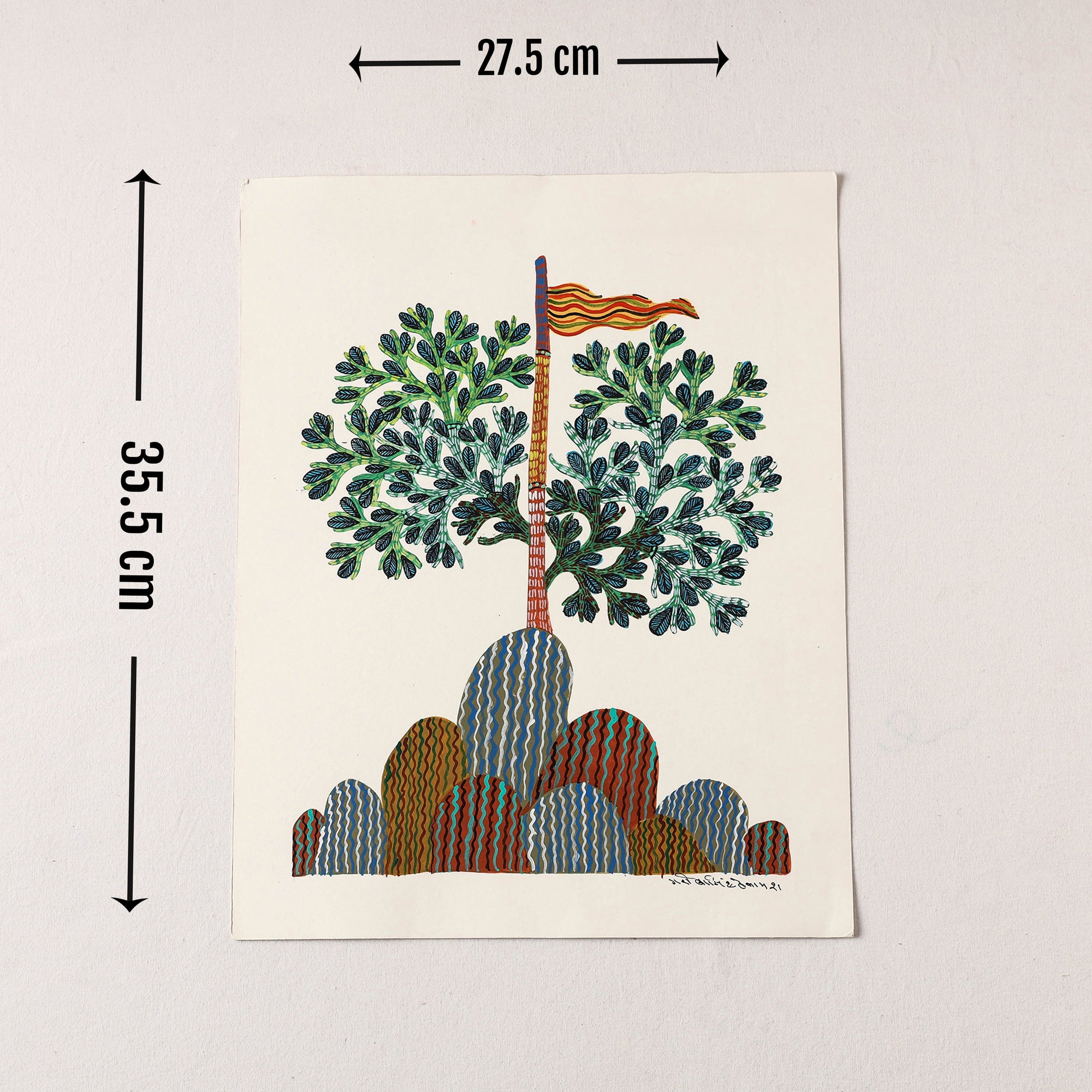  Original Gond Folk Art Painting by Gariba Singh Tekam 