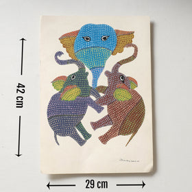  Original Gond Folk Art Painting by Gariba Singh Tekam 