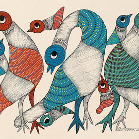  Original Gond Folk Art Painting by Godi Chitrakar 