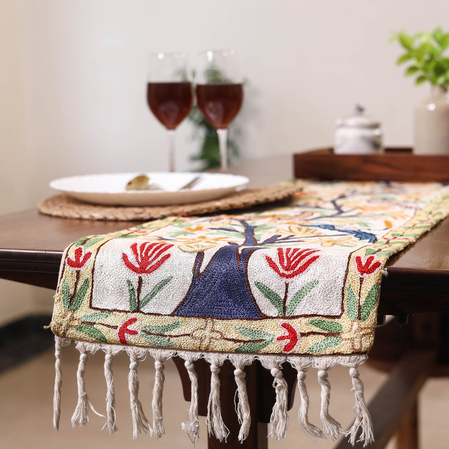 Multicolor - original mulberry silk crewel hand embroidery