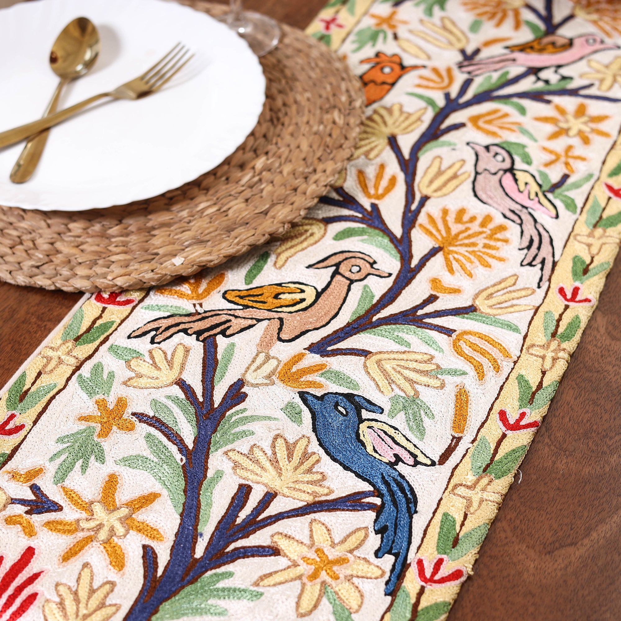 Multicolor - original mulberry silk crewel hand embroidery