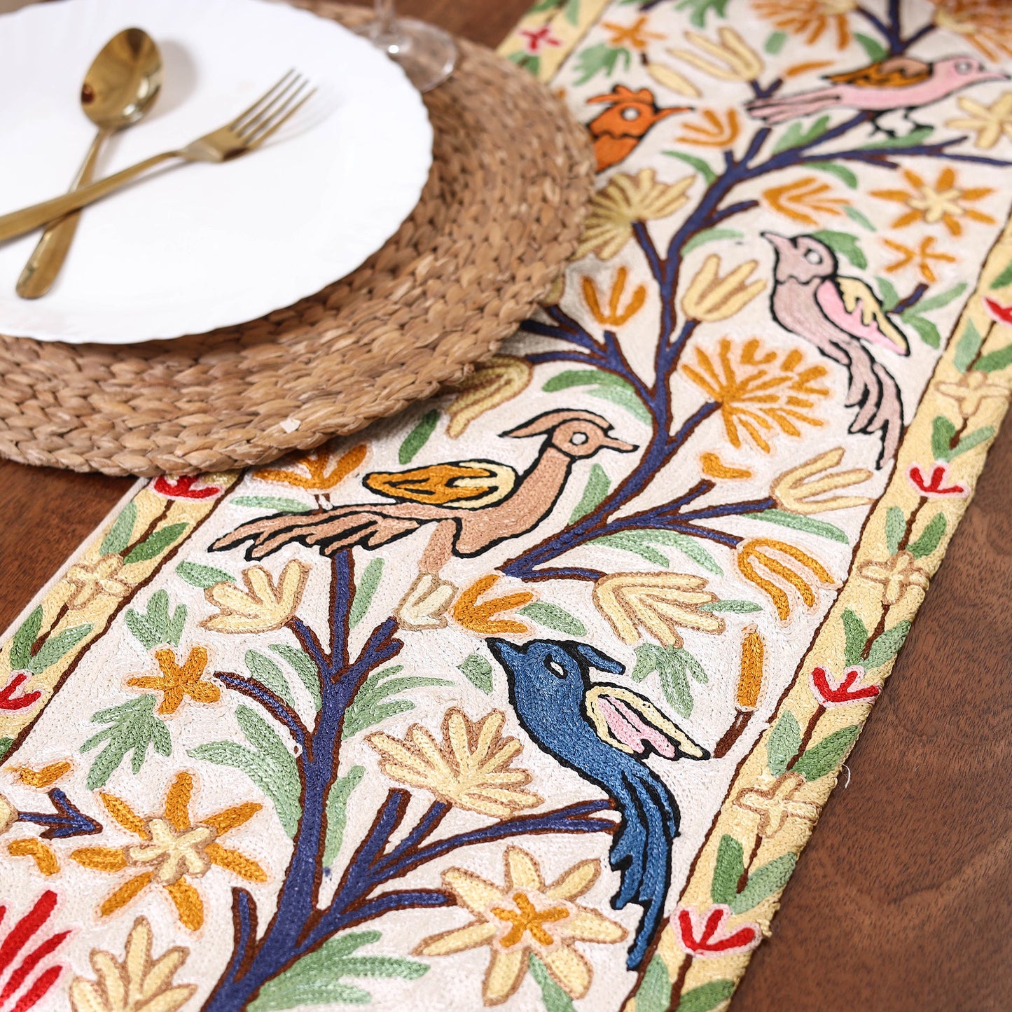 Multicolor - original mulberry silk crewel hand embroidery