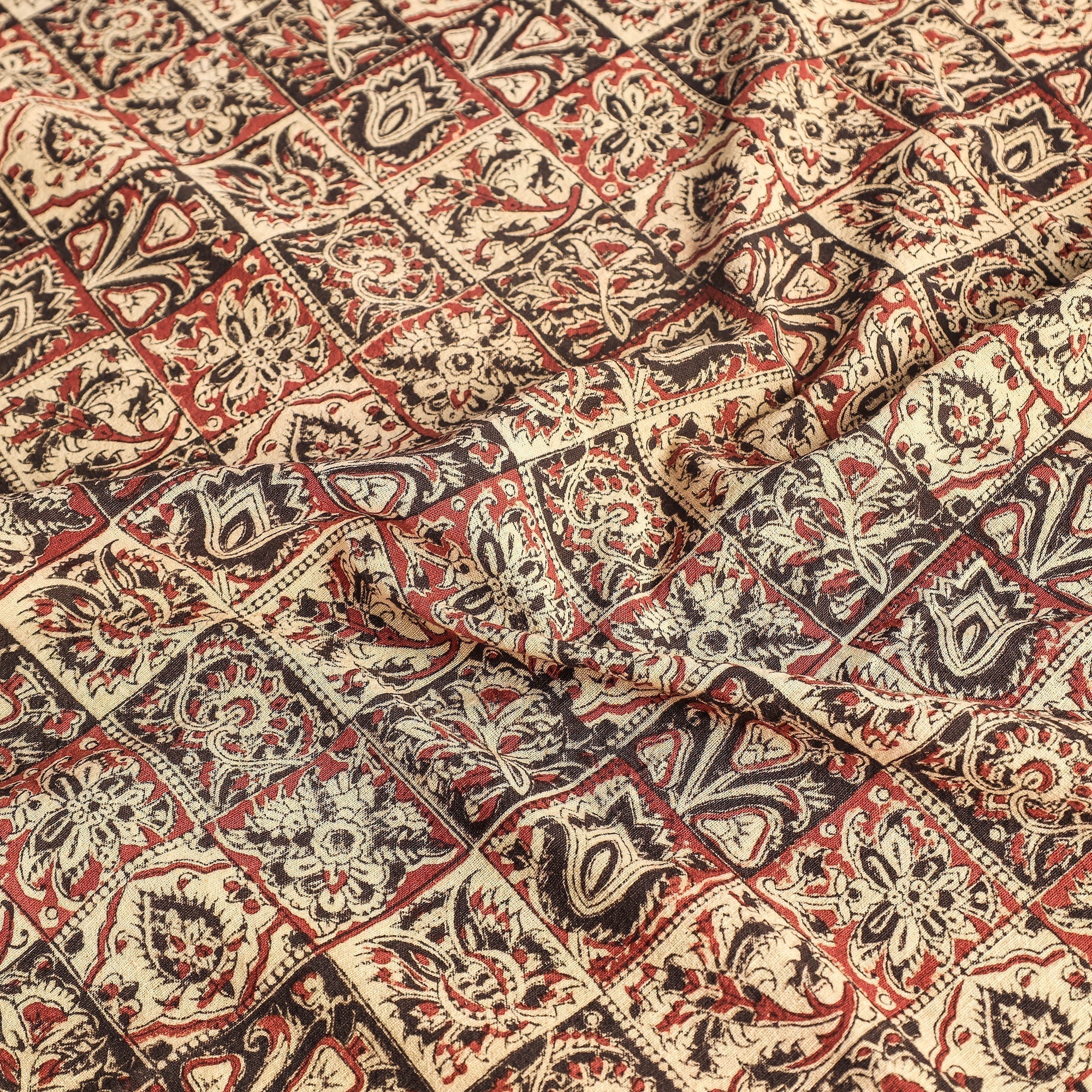 Orange Original Pedana Kalamkari Block Printed Cotton Table Cover