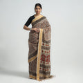 Multicolor Original Pedana Kalamkari Block Print Chanderi Silk Saree