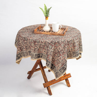 Orange Original Pedana Kalamkari Block Printed Cotton Table Cover