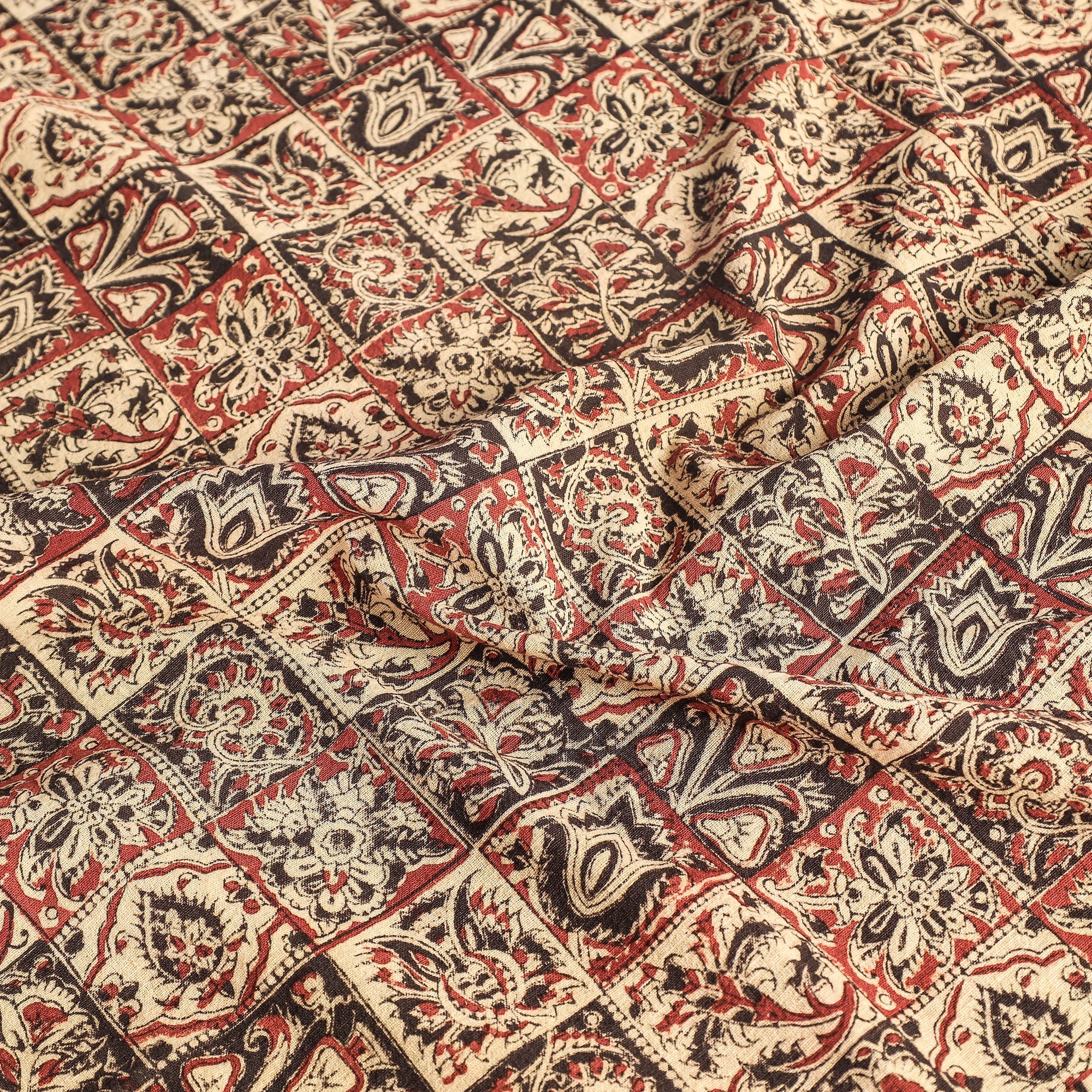 Orange Original Pedana Kalamkari Block Printed Cotton Table Cover