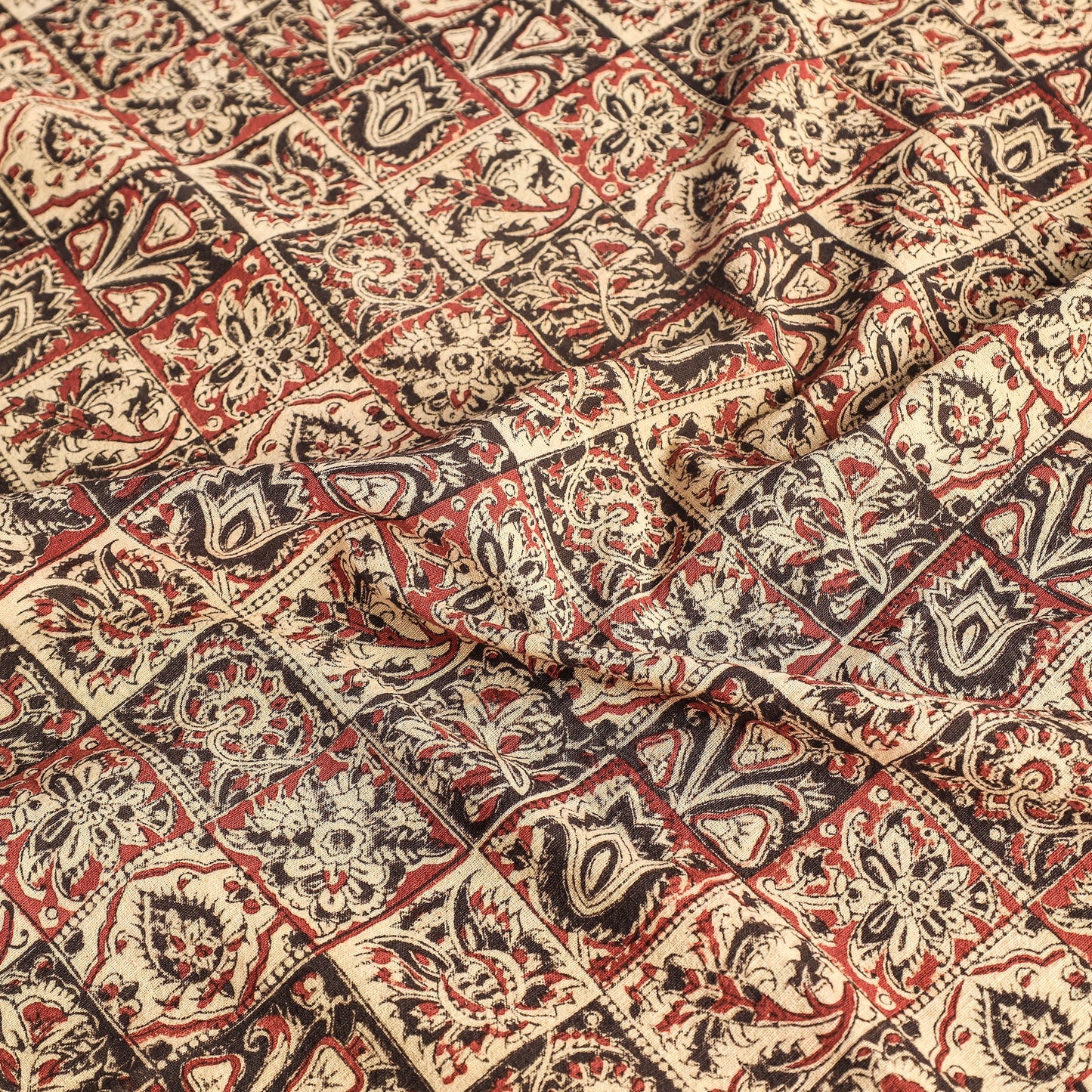 Orange Original Pedana Kalamkari Block Printed Cotton Table Cover