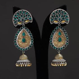 Multicolor - oxidised dual tone stone gs earrings 09