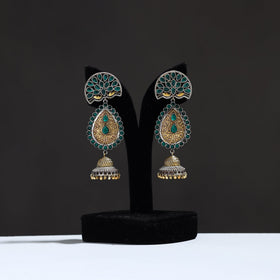 Multicolor - oxidised dual tone stone gs earrings 09
