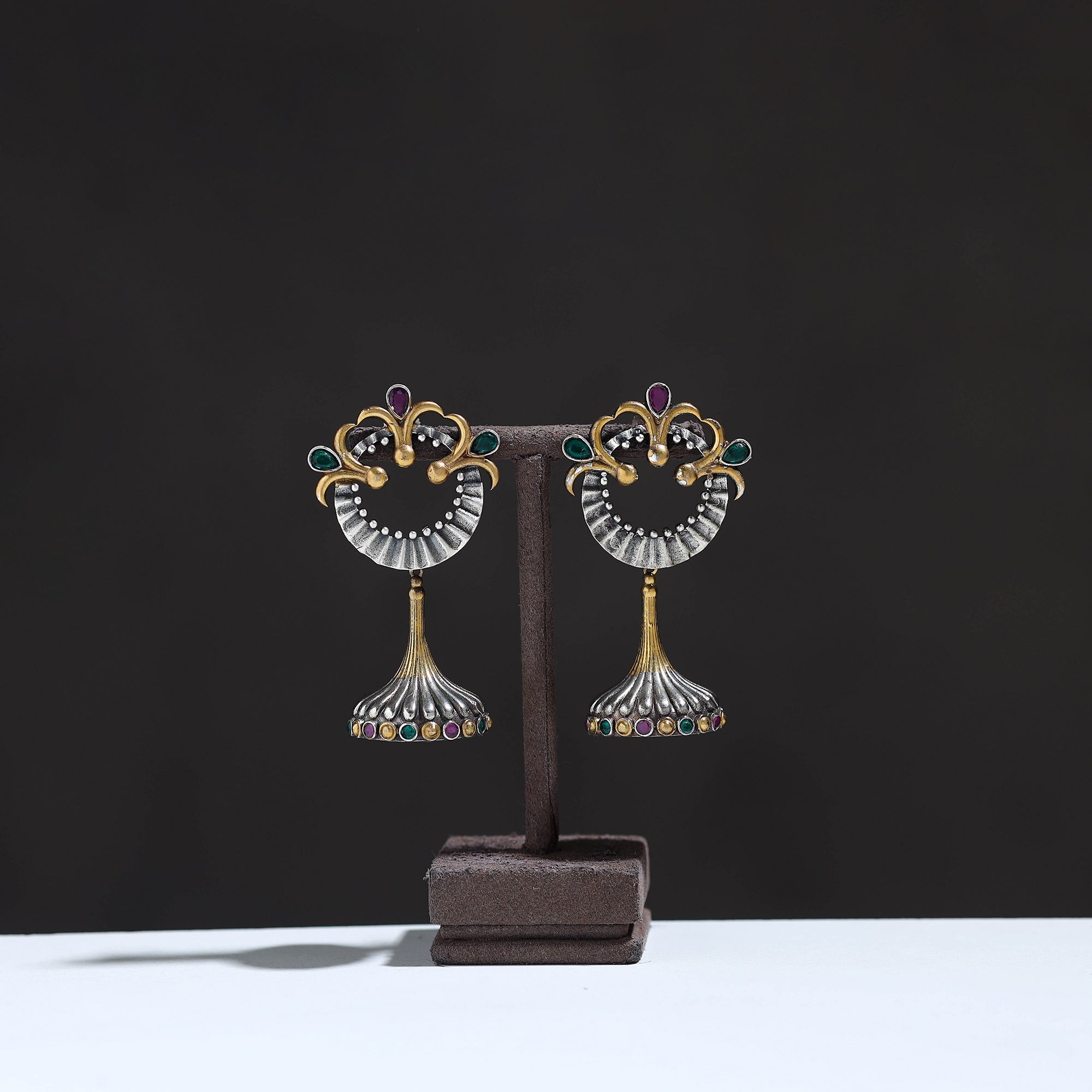  Oxidised Dual Tone Stone GS Earrings