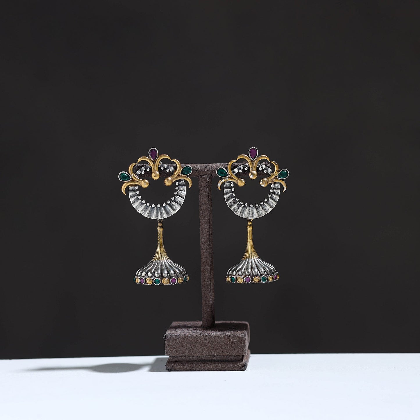  Oxidised Dual Tone Stone GS Earrings