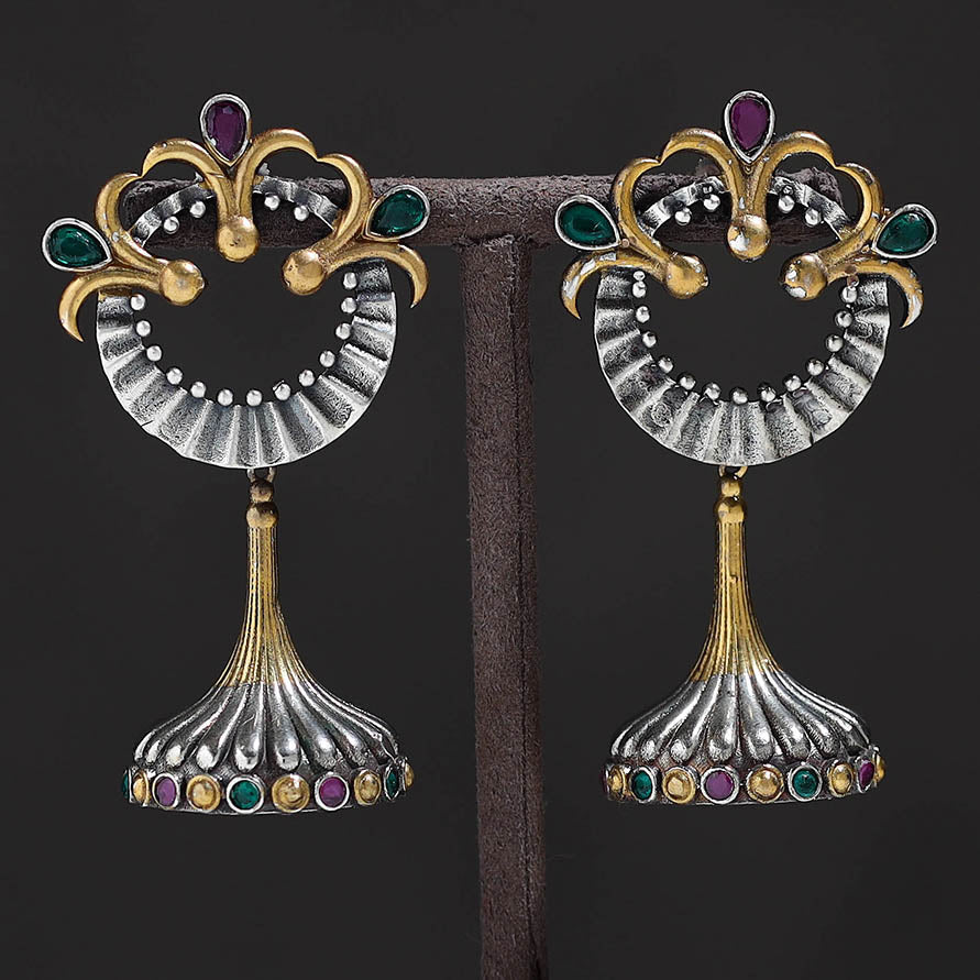  Oxidised Dual Tone Stone GS Earrings