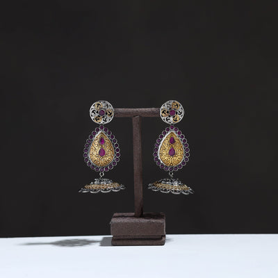 Multicolor - oxidised dual tone stone gs earrings 12