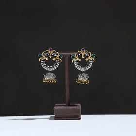 Multicolor - oxidised dual tone stone gs jhumki earrings 11