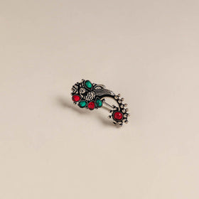 Multicolor - oxidised german silver stone work nosepin 01
