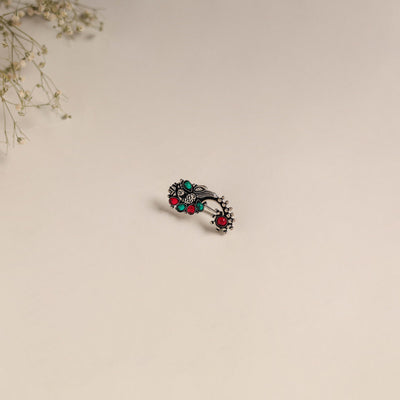 Multicolor - oxidised german silver stone work nosepin 01