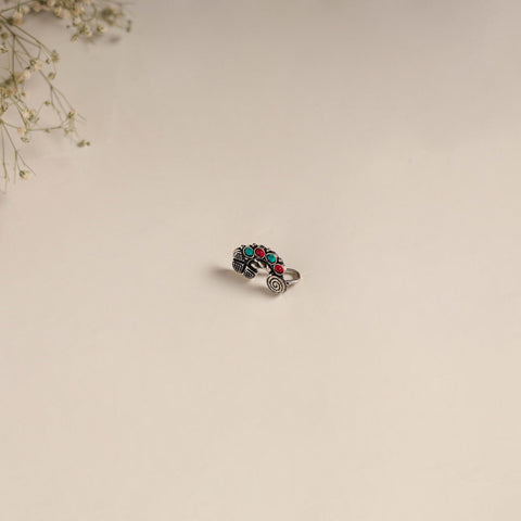 Multicolor - oxidised german silver stone work nosepin 02