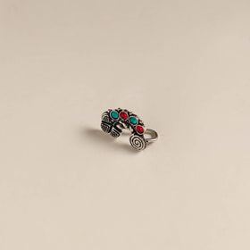 Multicolor - oxidised german silver stone work nosepin 02