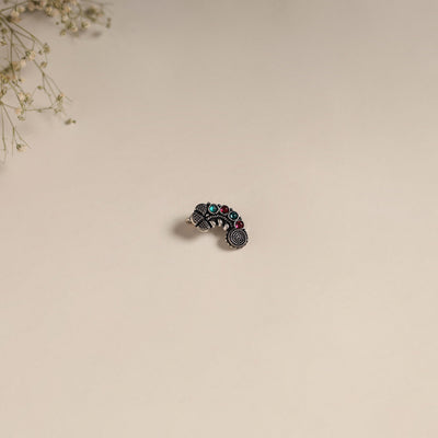 Multicolor - oxidised german silver stone work nosepin 03