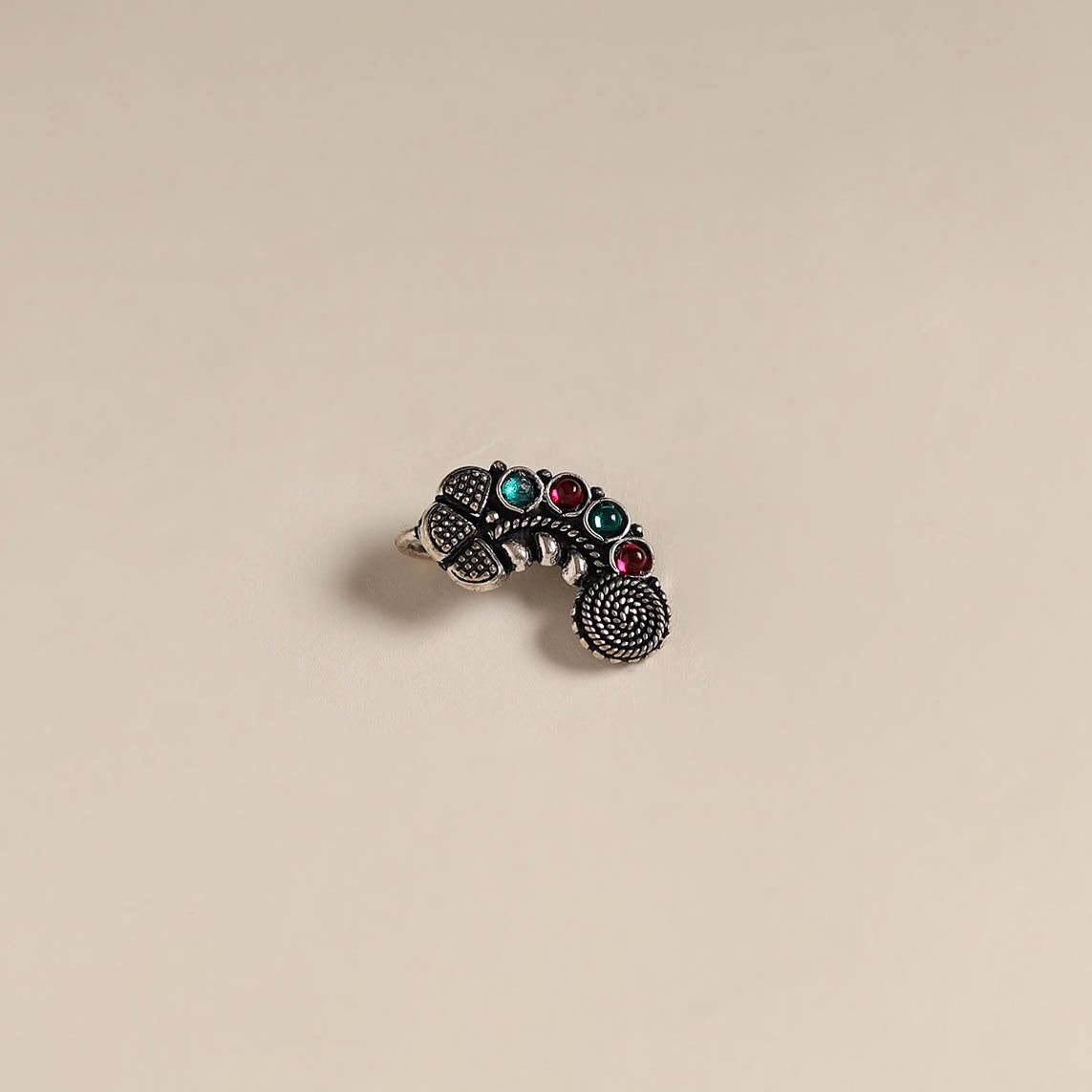 Multicolor - oxidised german silver stone work nosepin 03
