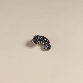 Multicolor - oxidised german silver stone work nosepin 03