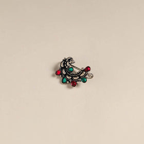 Multicolor - oxidised german silver stone work nosepin 04