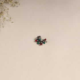 Multicolor - oxidised german silver stone work nosepin 04