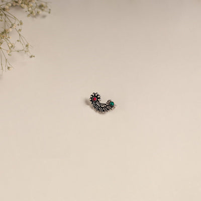 Multicolor - oxidised german silver stone work nosepin 05