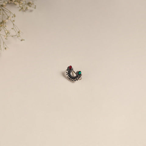 Multicolor - oxidised german silver stone work nosepin 06