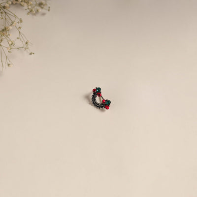 Multicolor - oxidised german silver stone work nosepin 09