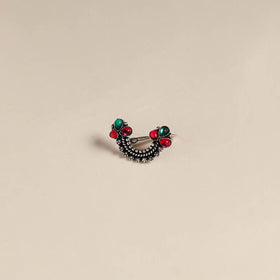 Multicolor - oxidised german silver stone work nosepin 10