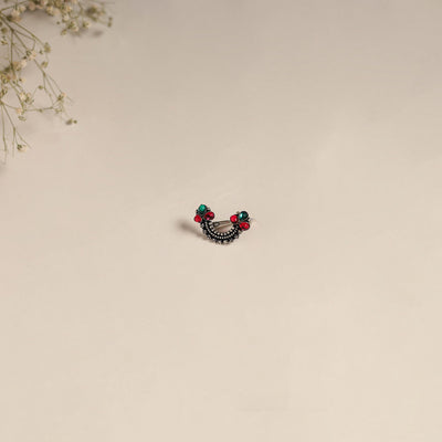 Multicolor - oxidised german silver stone work nosepin 10