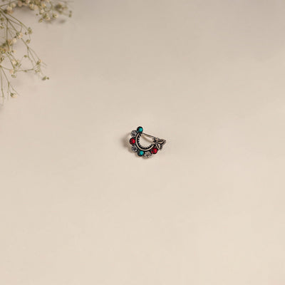 Multicolor - oxidised german silver stone work nosepin 11