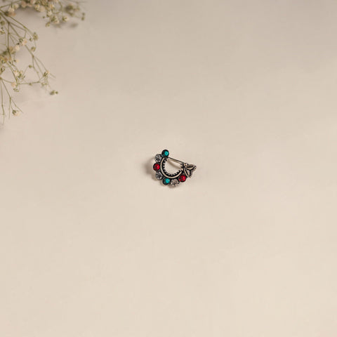 Multicolor - oxidised german silver stone work nosepin 11