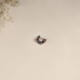 Multicolor - oxidised german silver stone work nosepin 11