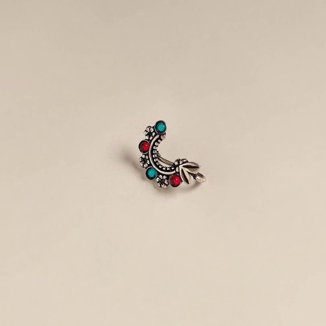 Multicolor - oxidised german silver stone work nosepin 12