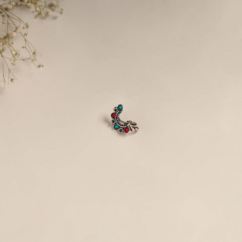 Multicolor - oxidised german silver stone work nosepin 12