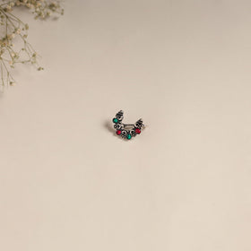 Multicolor - oxidised german silver stone work nosepin 13